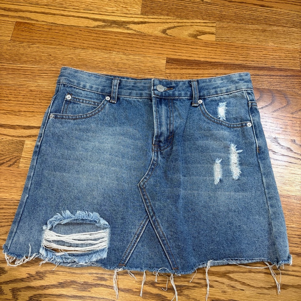 Blank Paige Distressed Denim Mini Skirt (M)